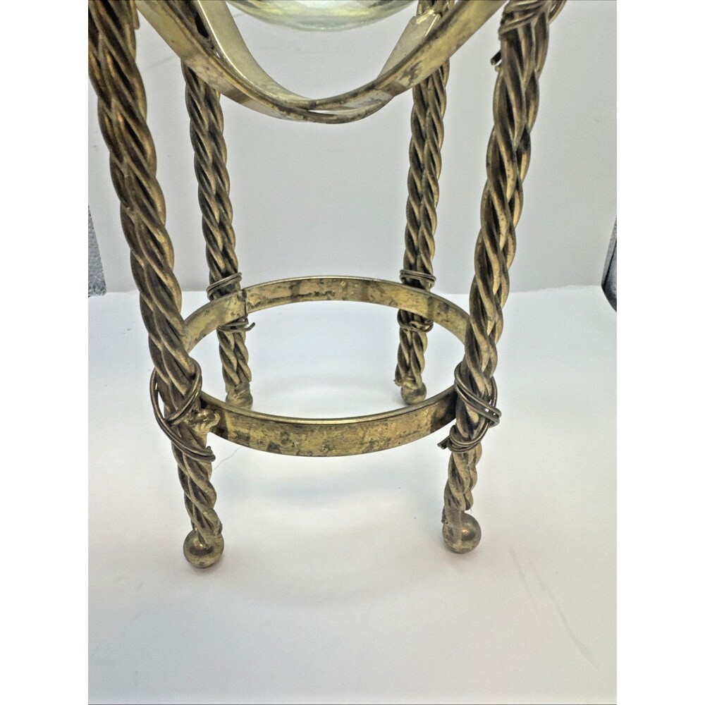 VTG Glass Vase with Intricate Brass Plate Holder Decorative Decor Home candle - Picture 5 of 8